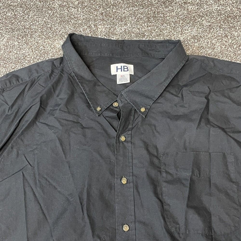 HB Button Down Shirt Mens 6XL Black Short Sleeve Casual